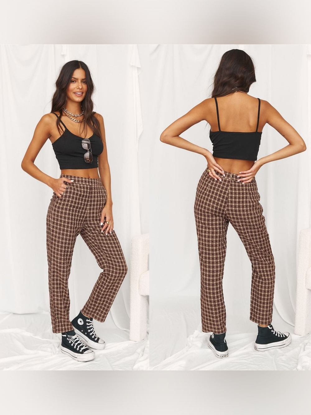 12th Tribe Bishop Brown Checkered Trouser Pants
